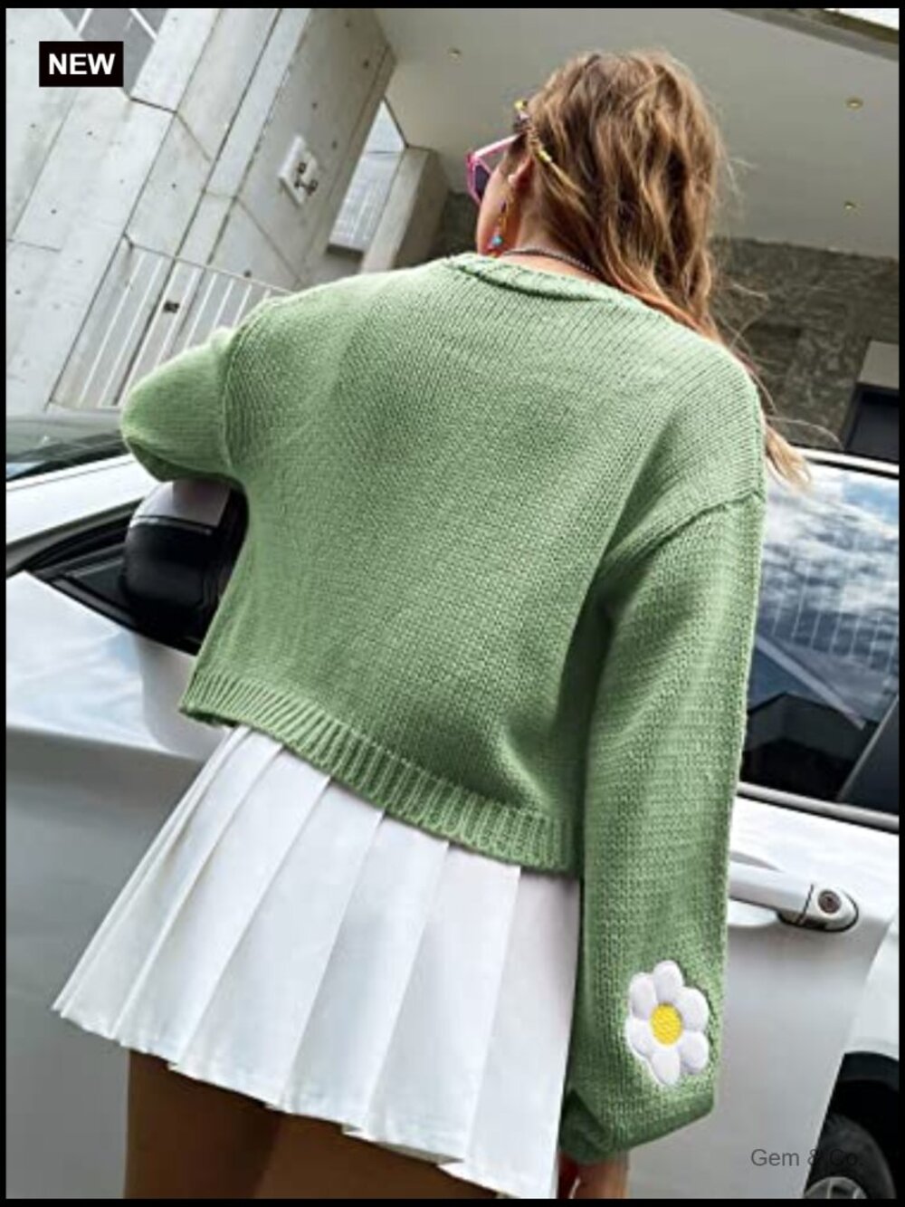 Cropped Floral Cardigan Sweater Y2K Open Front - Picture 5 of 7
